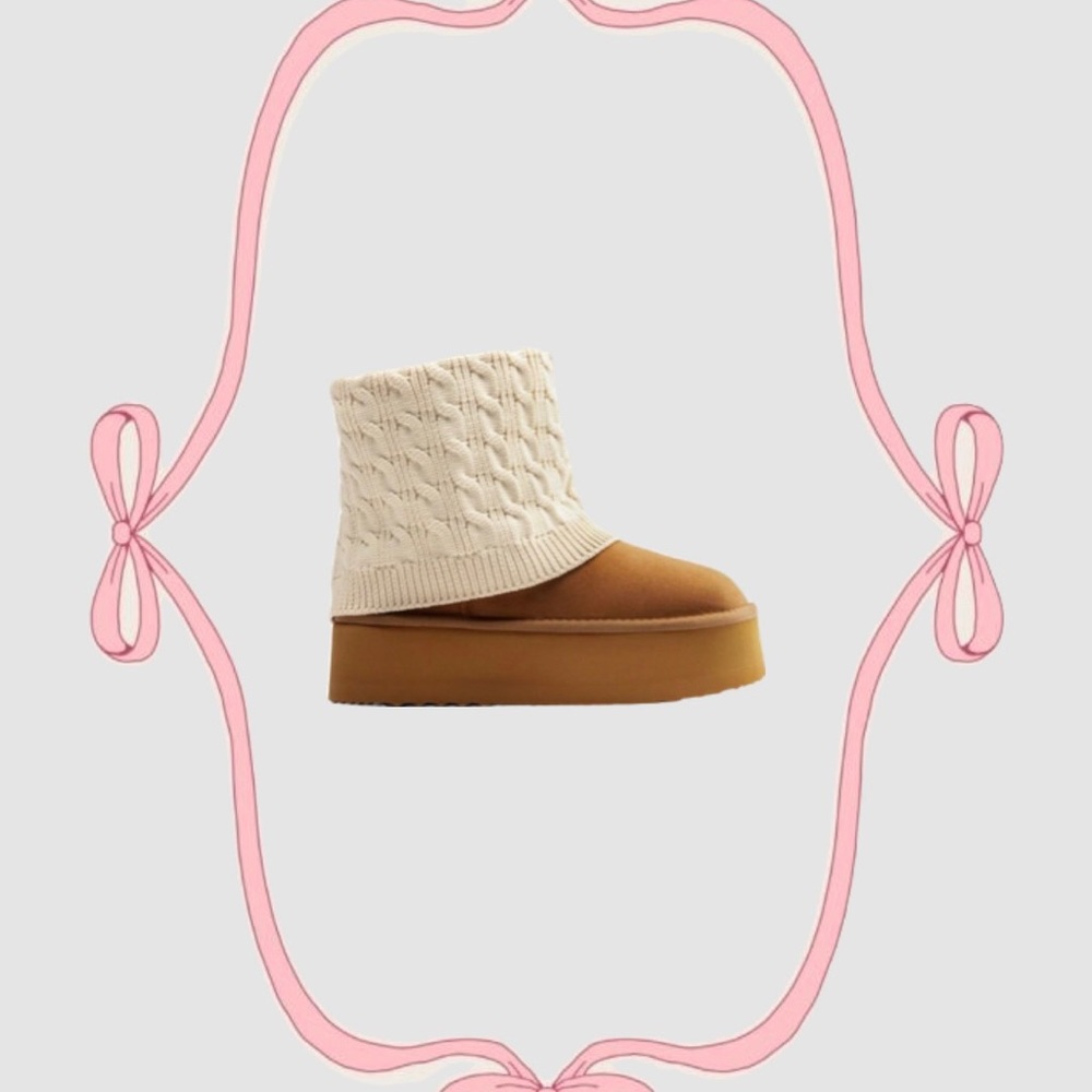 Sweater Fold Over Fur Boots